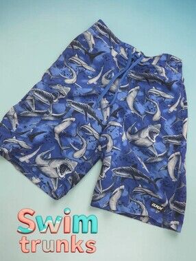 *1495 shark swim trunks shorts Boys size 14/16